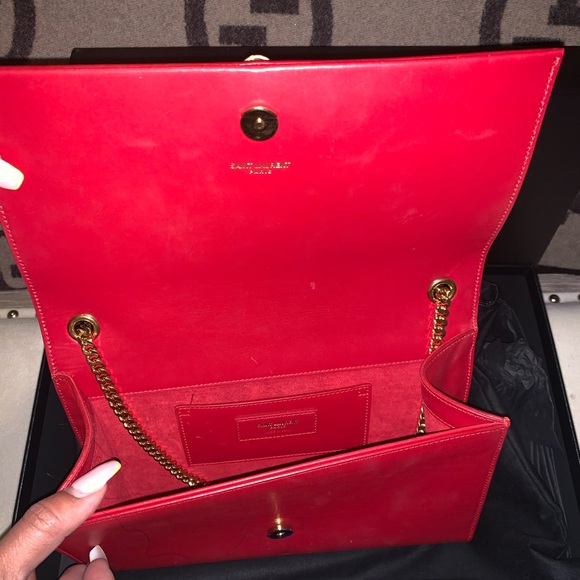 YSL RED WITH GOLD CHAIN PURSE - Picture 6 of 7